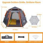 Instant Pop Up Camping Tent, Fully Automatic Tent, Outdoor Sunscreen Thickened Rainproof 3-4 Person Quick Open Camping Tent