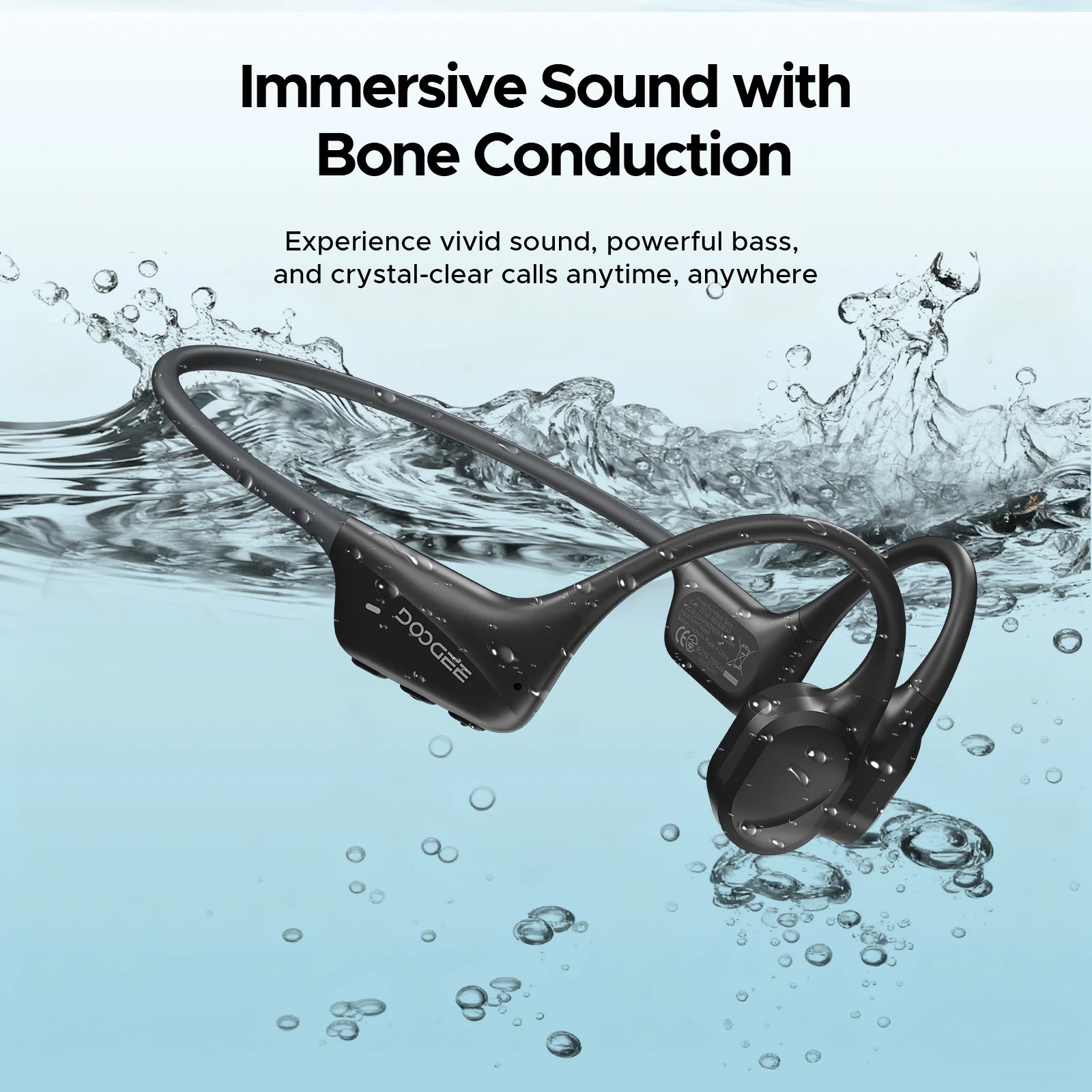 DOOGEE BoneBeat Swim Bone Conduction Headphones IP68 Waterproof Swimming Open Earphones Bluetooth 5.4 Wireless Headphone 7H Life