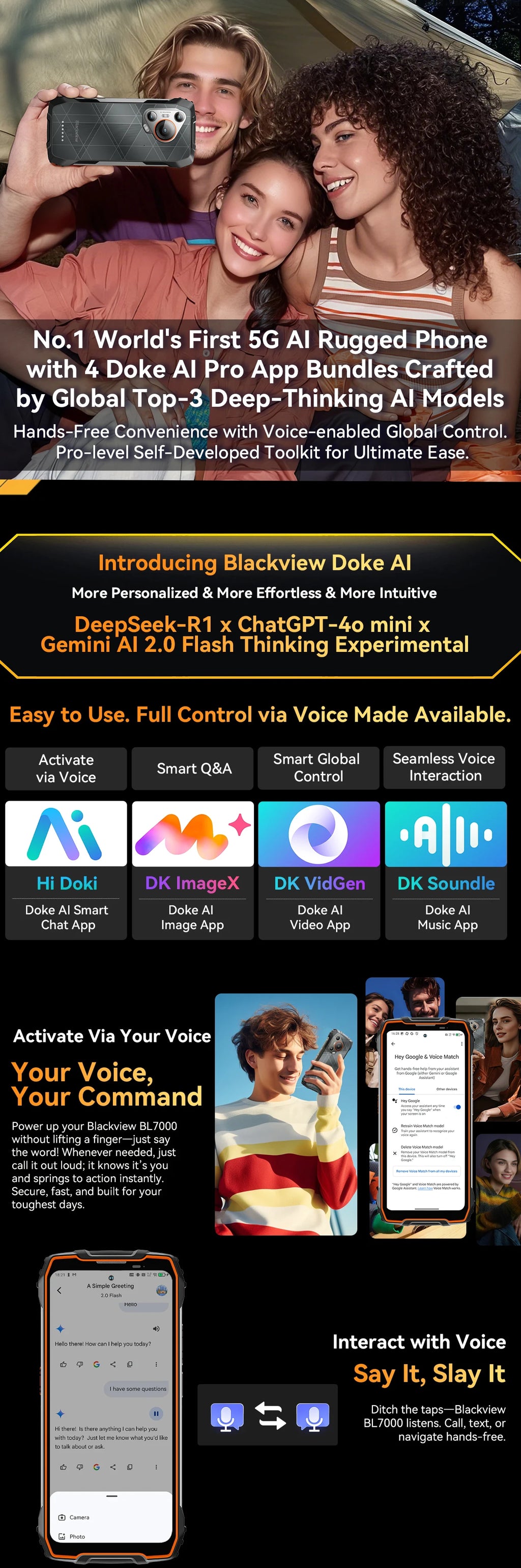 Blackview BL7000 AI 5G Rugged Phone Android 15, MTK 6300, 6.78" FHD+ 120Hz, 7500mAh/33W, Rugged Smartphone Dual SIM NFC/IP69K