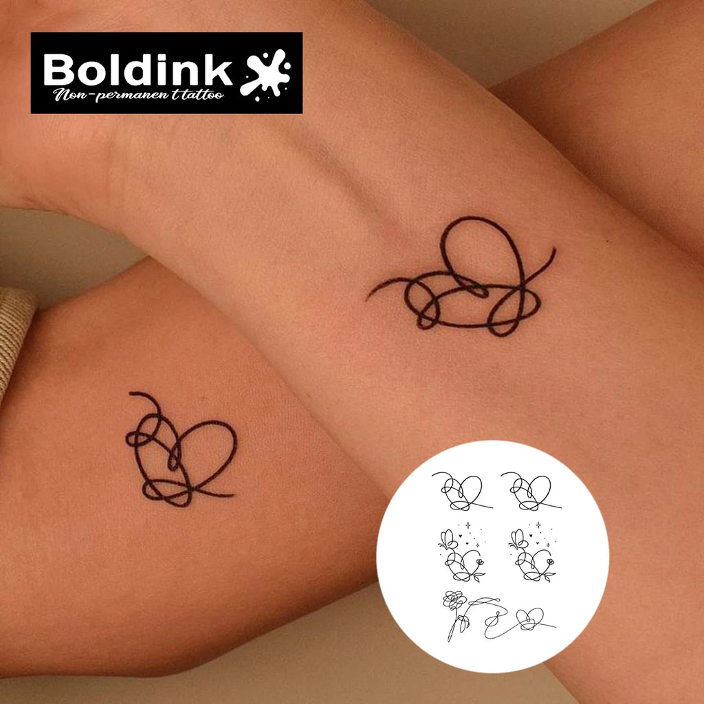 Heart butterfly Temporary Tattoo,Lasts To 15 Days New Technology Magic Waterproof Semi Permanent Sticker.