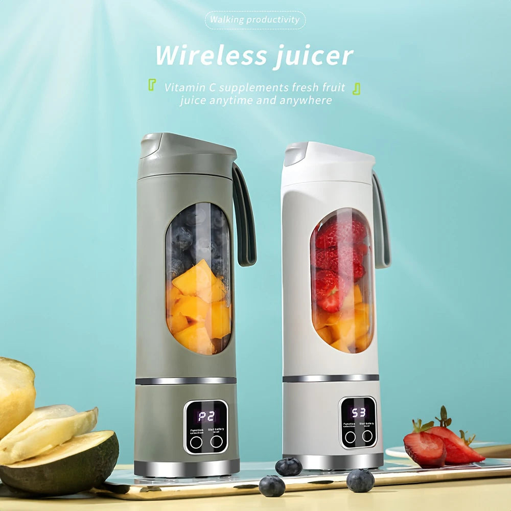 Portable Electric Juicer USB Charging Mini Wireless Juicer Bottle 450ml Cup Fruit Mixer Handheld Blender for Home Travel Office