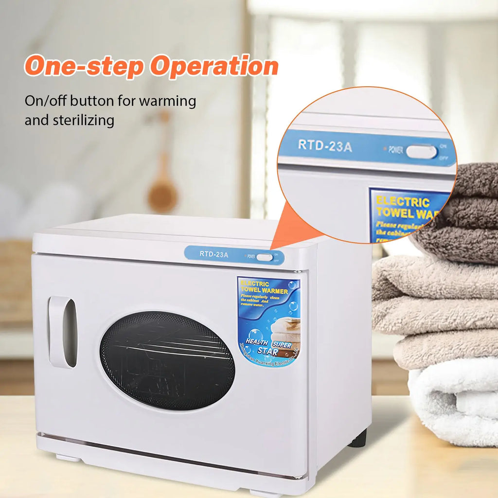 23L Towel Warmer & UV Sterilizer Cabinet, 200W Heated Disinfection with Dual Trays for Salon, SPA, Gym, 70°C & UV Sanitizing