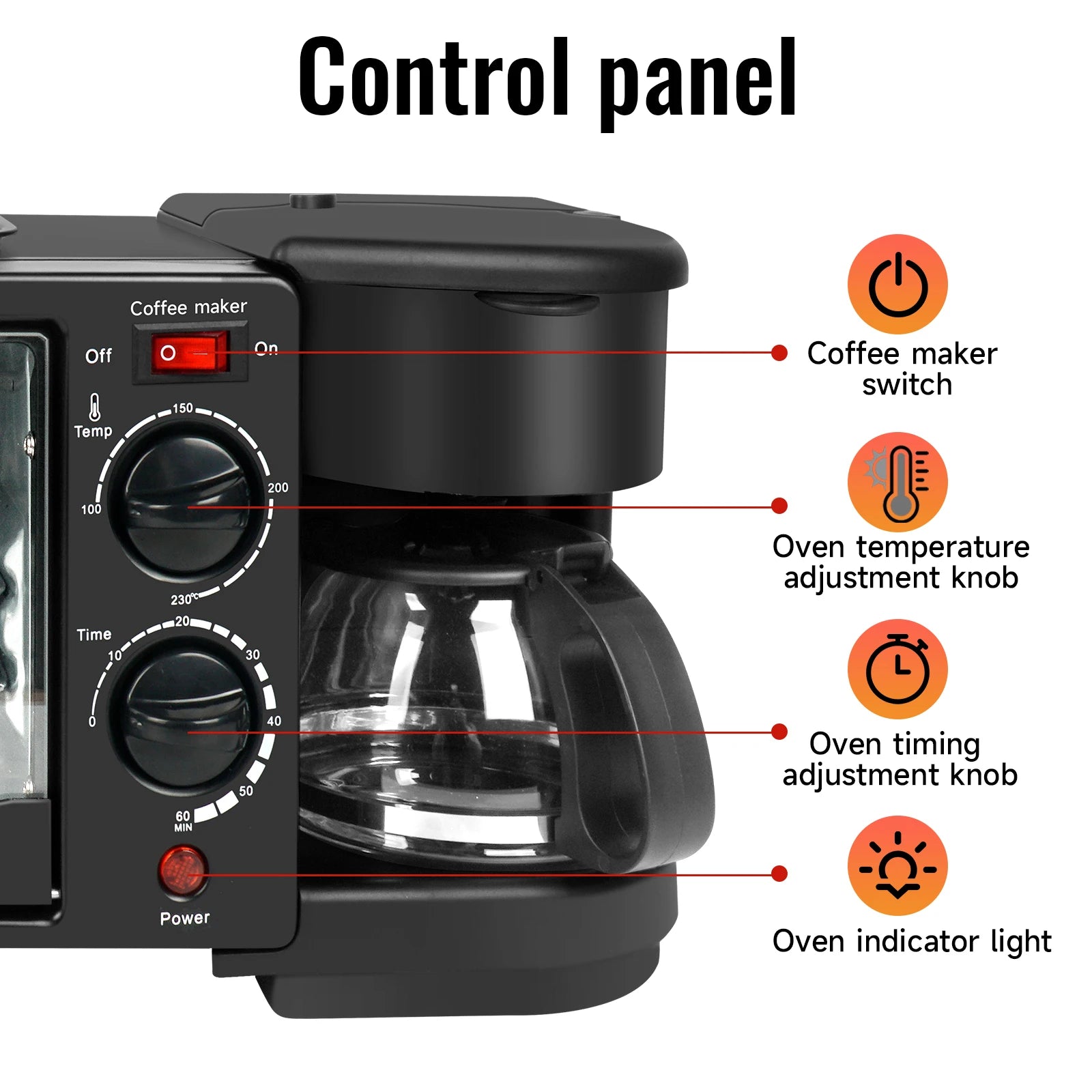 Multi-function Breakfast Maker 3 in 1 Insulation Sump Coffee Pot Anti-slip Feet Food Grade Water Tank Work Separately 220V