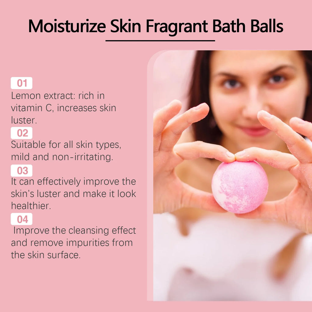 OceAura 6pcs Bubble Bath Bomb Ball Exfoliating Body Nourish Skin Relieve Fatigue Stress Anxiety Clean Pores Body Bath Bomb Set