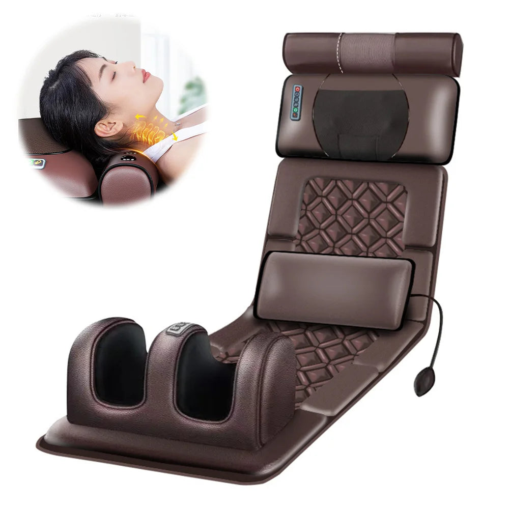 3D Electric Massage Mattress Adjustable Vibrating Heating Massager Cushion For Neck Back Foot Body Pain Stress Relief Body Relax