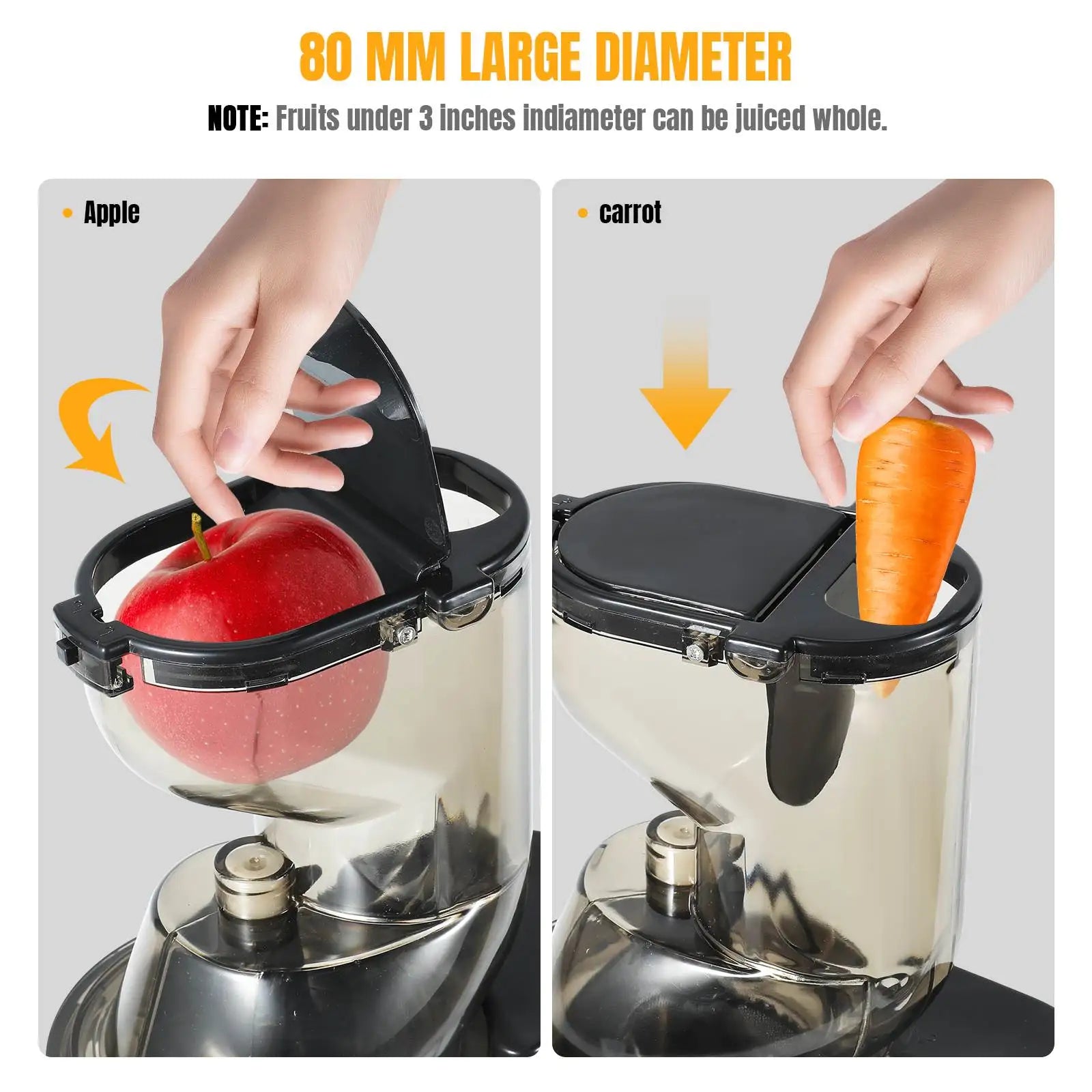 OWJHE Large Slow Masticating Juicer Cold Press Juicer Feed Chute Fit Whole Fruits Vegetable High Juice Yield Baby Food Processor Secondary image