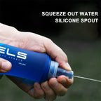 WRELS Foldable Silicone Water Bottle Outdoors Traveling Sport Running Cycling Kettle Water Bottle BPA Free 500ml With Straw