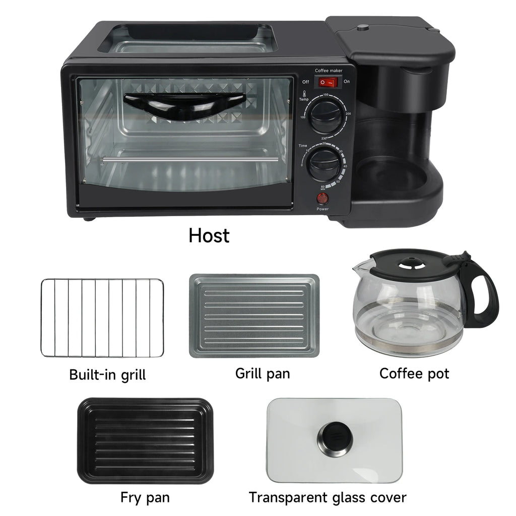 Multi-function Breakfast Maker 3 in 1 Insulation Sump Coffee Pot Anti-slip Feet Food Grade Water Tank Work Separately 220V