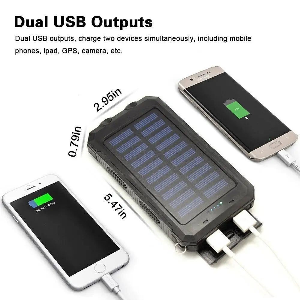 10000000mAh Solar Power Bank last 2USB LED Battery Charger For Cell Phone