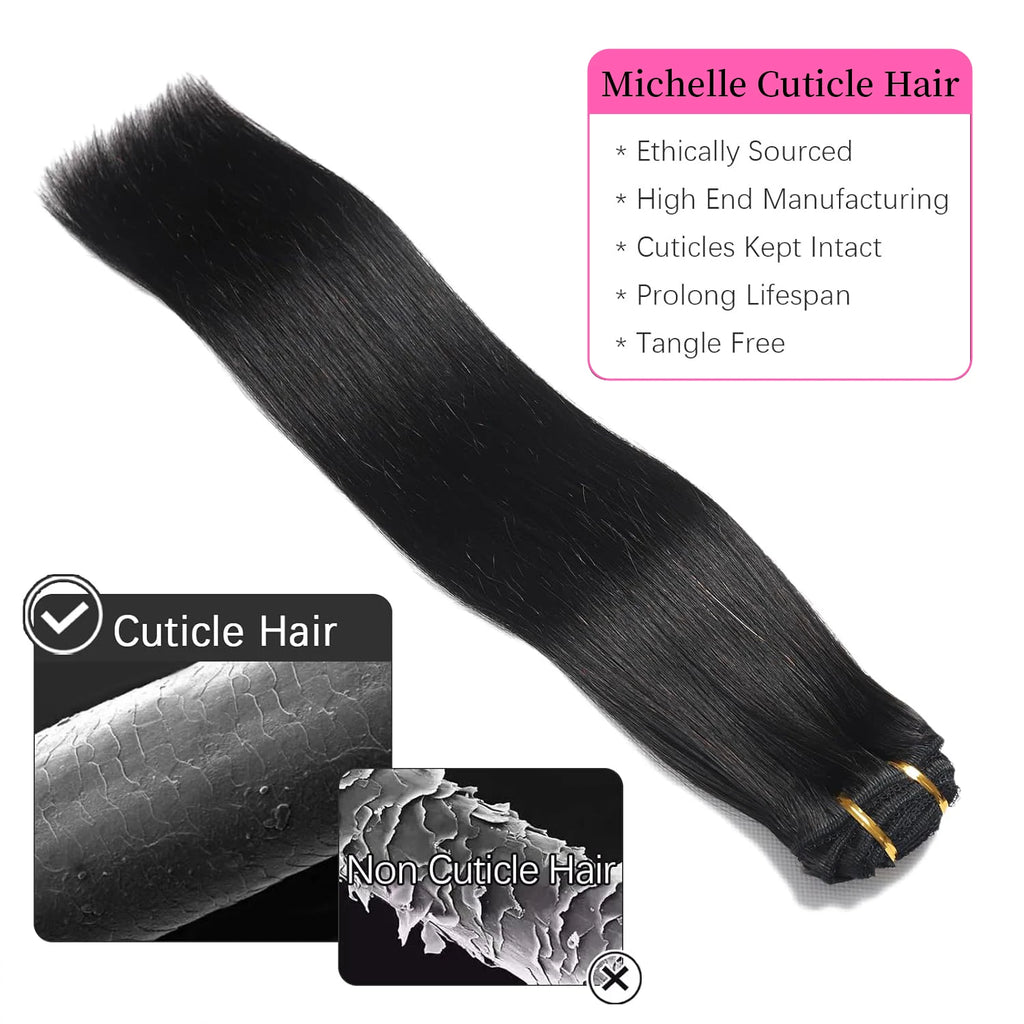 Clip in Hair Extensions Straight 100% Remy Human Hair Clip in Extensions Invisible Seamless Clip ins Hair Extension 8pcs Natural