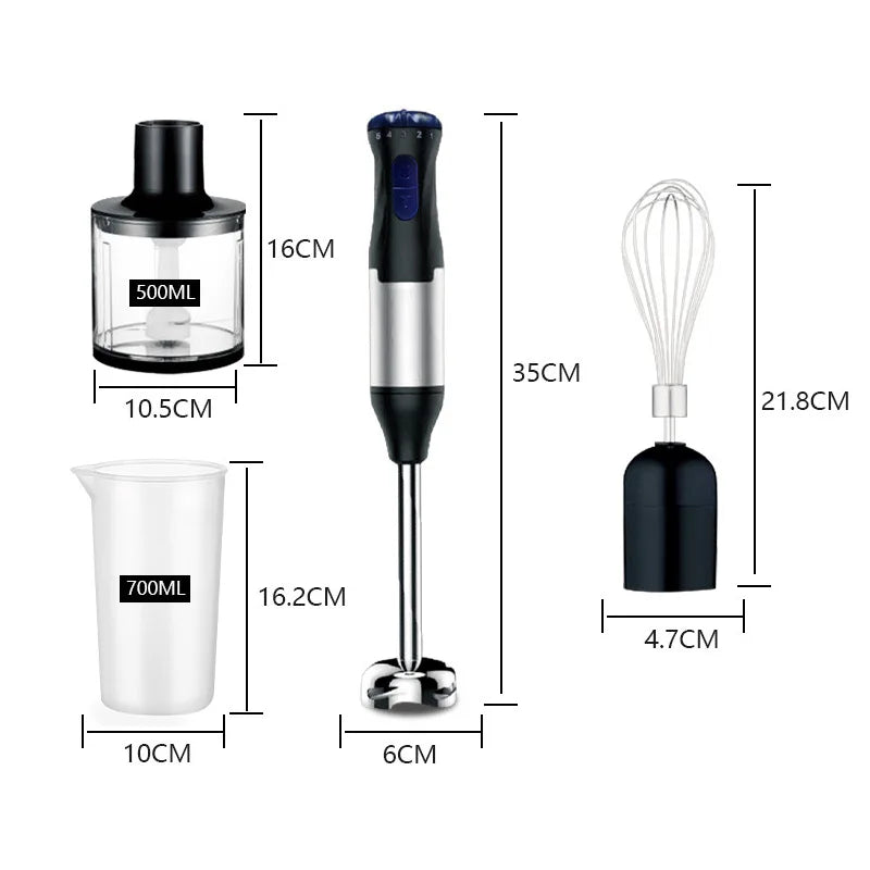 1000W High-Power 4-in-1 Handheld Kitchen Blender Multi-Function Stainless Steel Blender Vegetable and Meat Chopper Whisk and Egg Beater Smoothie and Milkshake Set Baby Food Maker Home Electric Blender, All-in-One Meat Grinder Main image