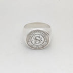 Custom Engraved 17mm Round Top Ring Engraved Signet Ring Personalize Engraving Letters Logo Rings Fashion Men Copper Jewelry