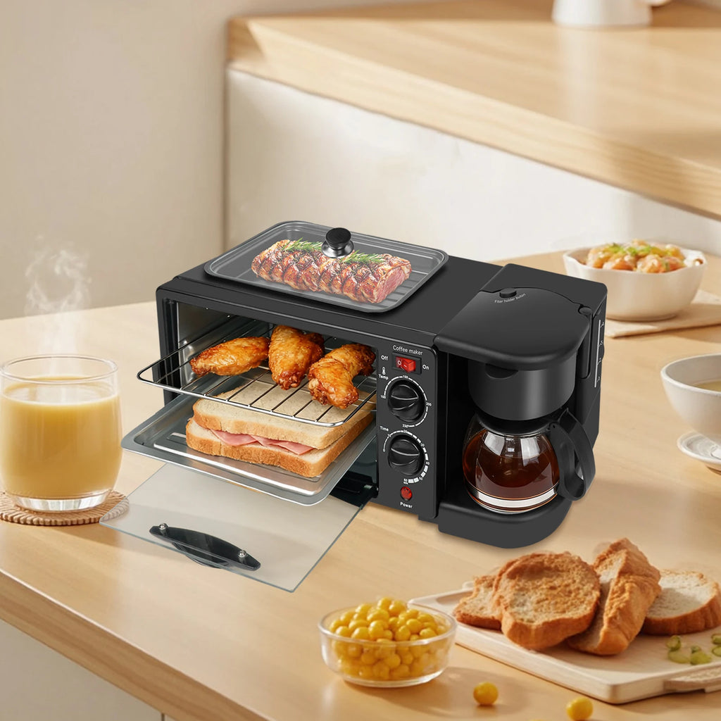 Multi-function Breakfast Maker 3 in 1 Insulation Sump Coffee Pot Anti-slip Feet Food Grade Water Tank Work Separately 220V