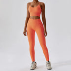 Joyyoung ODM/OEM New Sexy Training Apparel Seamless Ribbed High Impacted Bra Scrunch Shorts Yoga Sets Fitness Sports Clothing