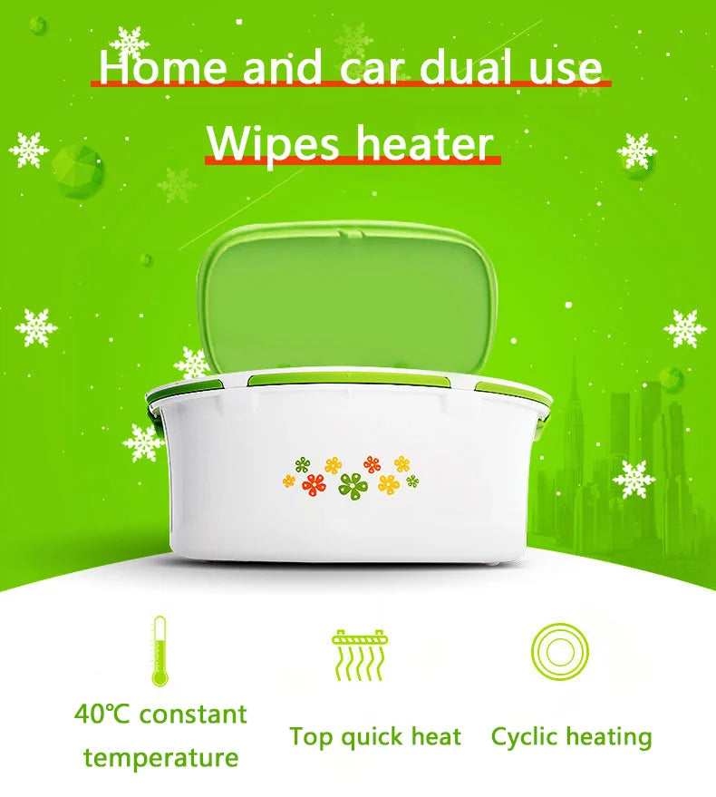 DMWD Home And Car Dual Use Wipes Heater Baby Wet Tissue Heating Box Facial Mask Heating Machine Towel Warmer 40℃ Constant Temp