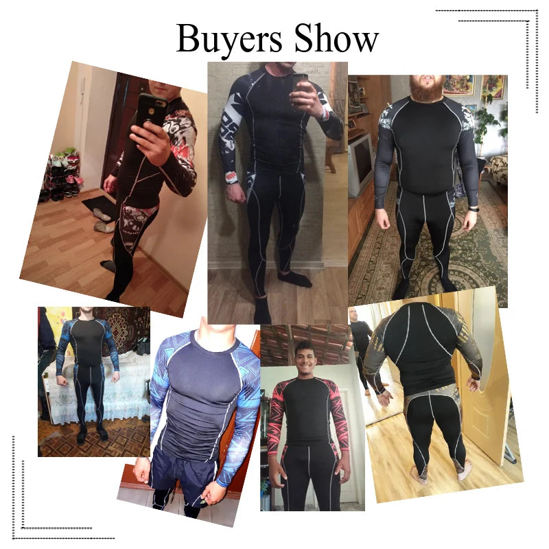 Man Compression Sports Suit Quick Drying Perspiration Fitness Training MMA Kit Rashguard Male Sportswear Jogging Running Clothes