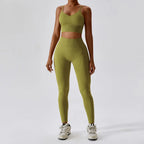 Joyyoung ODM/OEM New Sexy Training Apparel Seamless Ribbed High Impacted Bra Scrunch Shorts Yoga Sets Fitness Sports Clothing