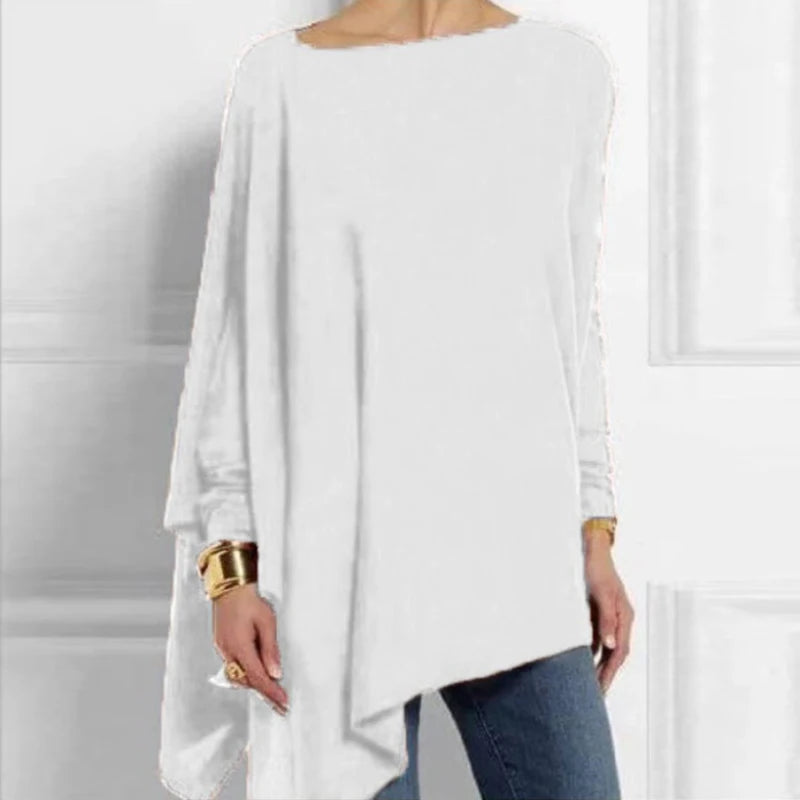 Cotton Irregular Women Blouses Shirt 2022 Autumn Female Solid Pullover Tops Casual O Neck Long Sleeve Blouse Ladies Tunic Blusas
