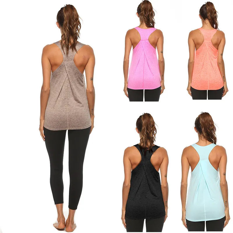 WANAYOU  Women Sleeveless Yoga Shirt Breathable Yoga Tank Top Running Sports Vest Gym Crop Top Fitness Workout Shirt