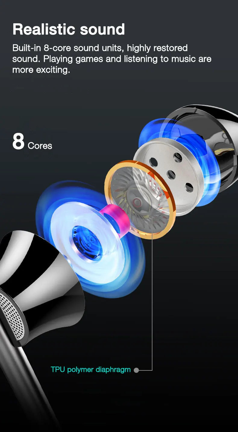 EARDECO 8 Cores Wired Headphones Earphones Bass In-ear Headphone with Mic Earphone Earbuds Mobile Phone Headset Dynamic Stereo
