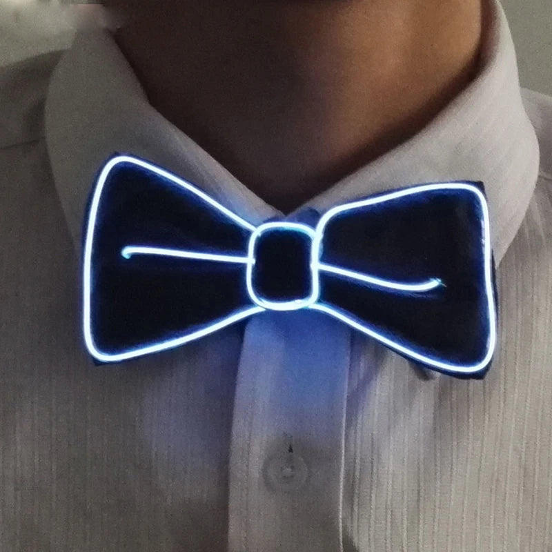 Luminous Bow Tie Neon Light Trendy Costume Accessories Glowing Acrylic LED Tie For Halloween Cosplay Costume Music Dancing