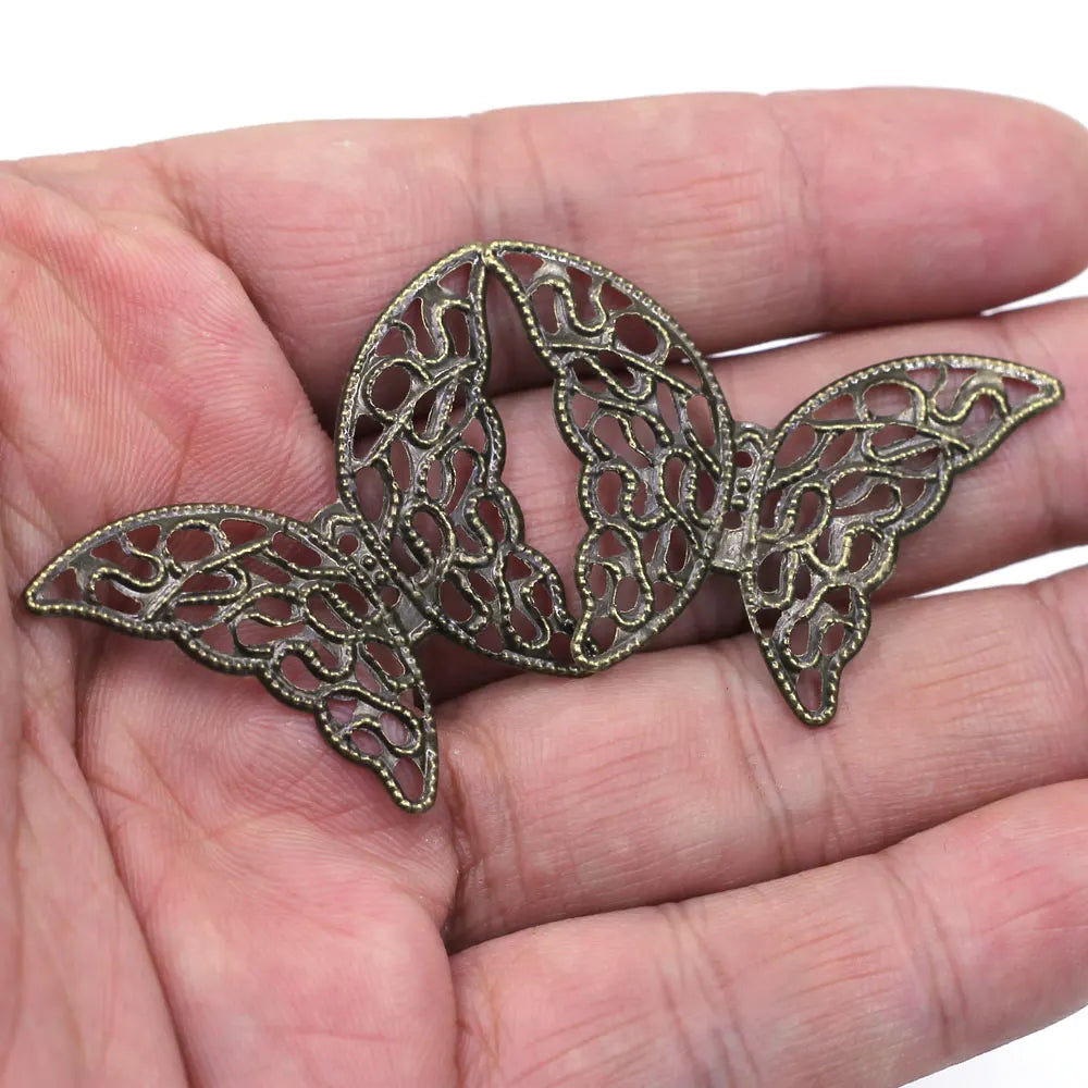 10Pcs Connectors Pendants Butterfly Filigree Flower Wraps Metal Crafts For Embellishments Scrapbooking Jewelry DIY Accessories