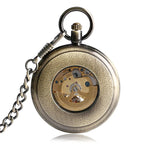 Retro Bronze Men Women Automatic Mechanical Pocket Watch Luminous Hands Roman Numeral Pendant Chain Relogio de bolso Gift