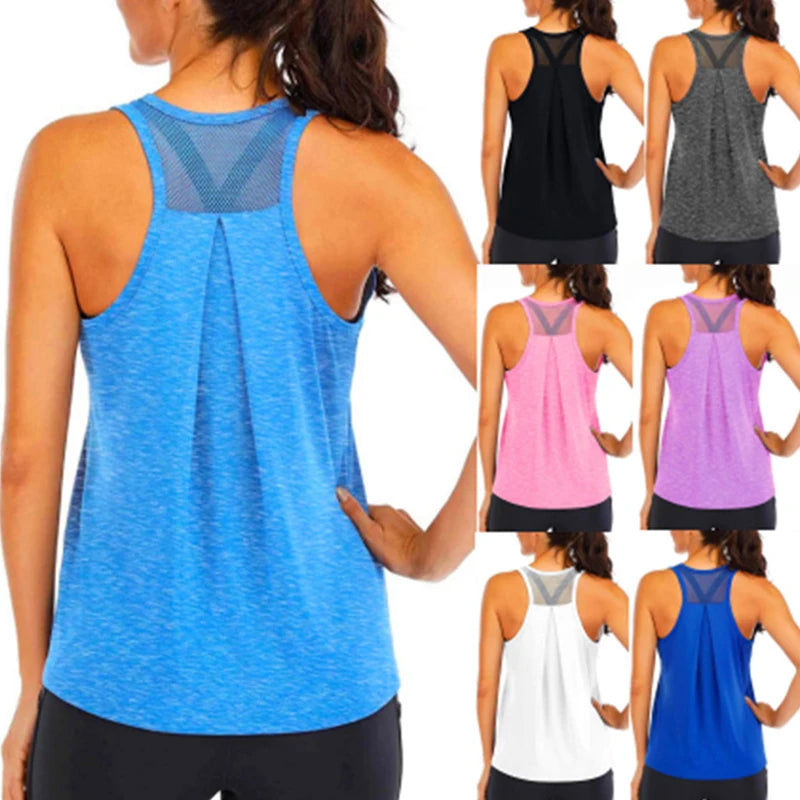 Yoga Shirt Female New Style T-Shirt Loose Fitness Tops Vest Women Sleeveless Sport Tee Quick-Drying Gym Running Workout Blouse Main image