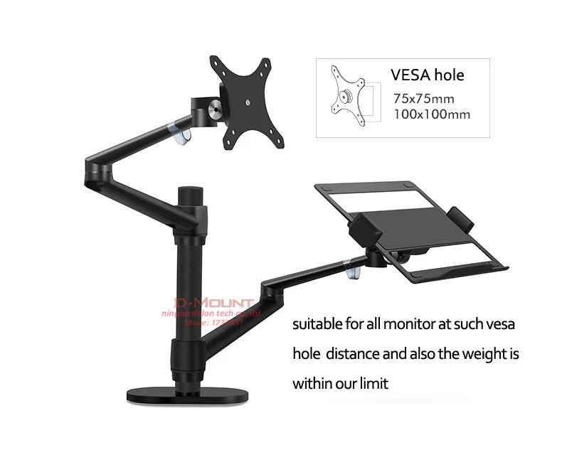 OL-3L aluminum silver Ergonomics 10"-17" desk laptop stand 32" monitor desktop bracket computer mount full motion column bar