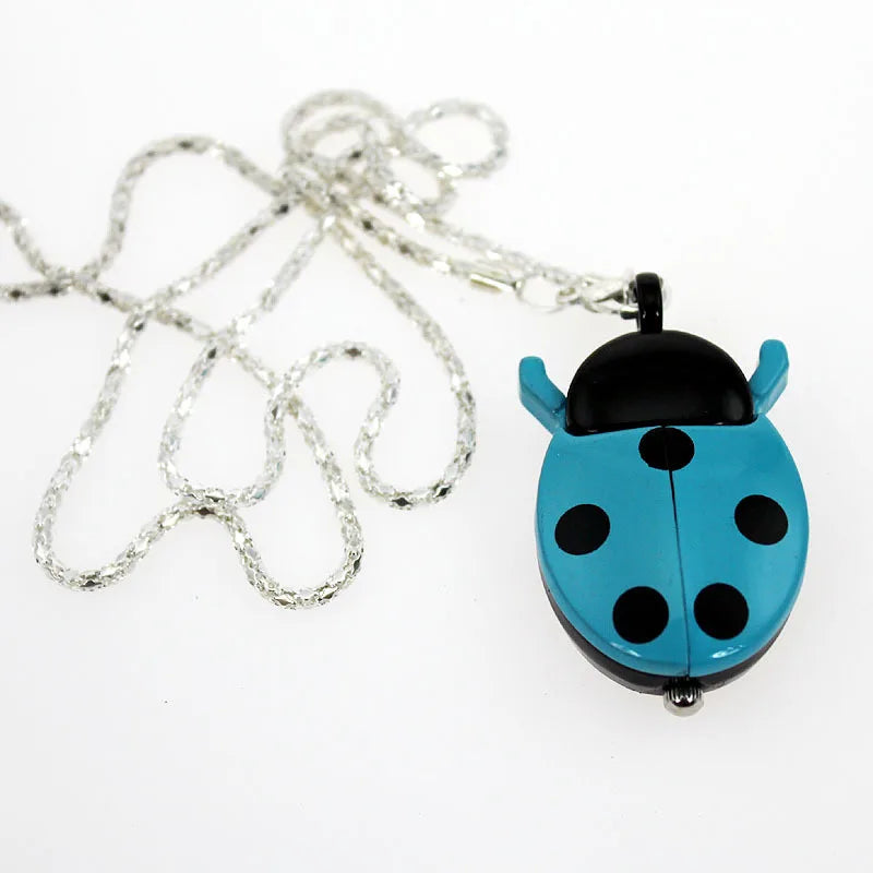 Free Drop Shipping Elegant Hot Popular Fashion Colorful Ladybug Fob Clock Necklace Pocket Pendant Dress Quartz Watch GL02