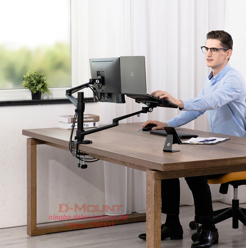 OL-3L aluminum silver Ergonomics 10"-17" desk laptop stand 32" monitor desktop bracket computer mount full motion column bar