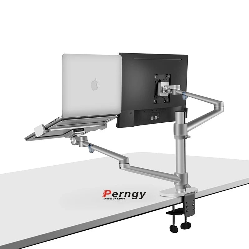 OL-3L aluminum silver Ergonomics 10"-17" desk laptop stand 32" monitor desktop bracket computer mount full motion column bar