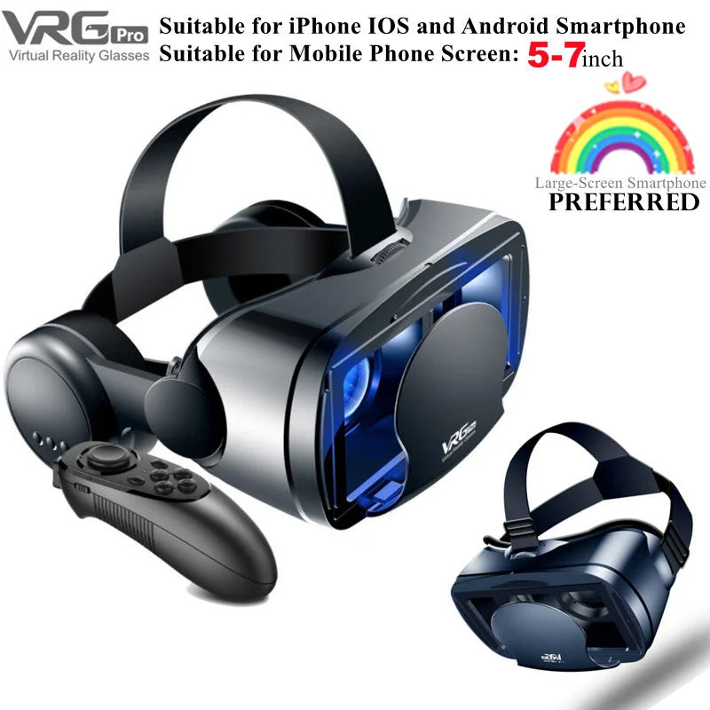 Virtual Reality VR Glasses IMAX Huge Screen HD 3D Glasses Google Cardboard Box VR Headset Helmet for 5-7" Phone,Support Gamepad Main image