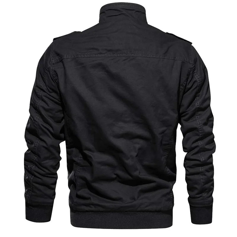 MAGCOMSEN Men's Fleece Jackets Windbreaker Coats Fall Winter Thermal Bomber Jackets Multi-pockets Stand Collar Motorcycle Jacket