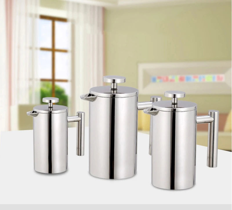 1.5L Coffee Maker French Press Stainless Steel Espresso Coffee Machine French Press Double-Wall Insulated Coffee Tea Maker Pot
