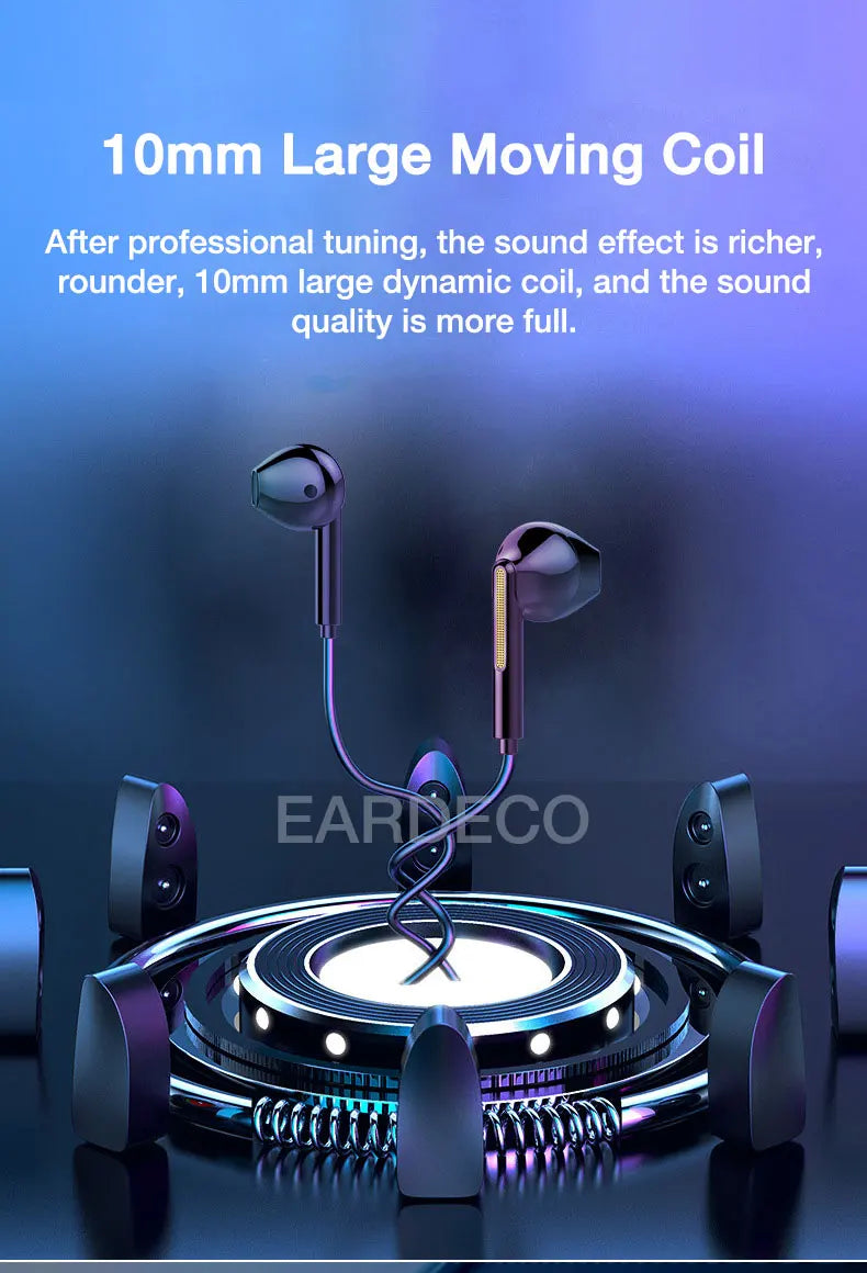 EARDECO Headphone Headset with Mic Wired Headphones Heavy Bass In Ear Stereo Wired Earphone Earbuds Wire Game Phone Earphones