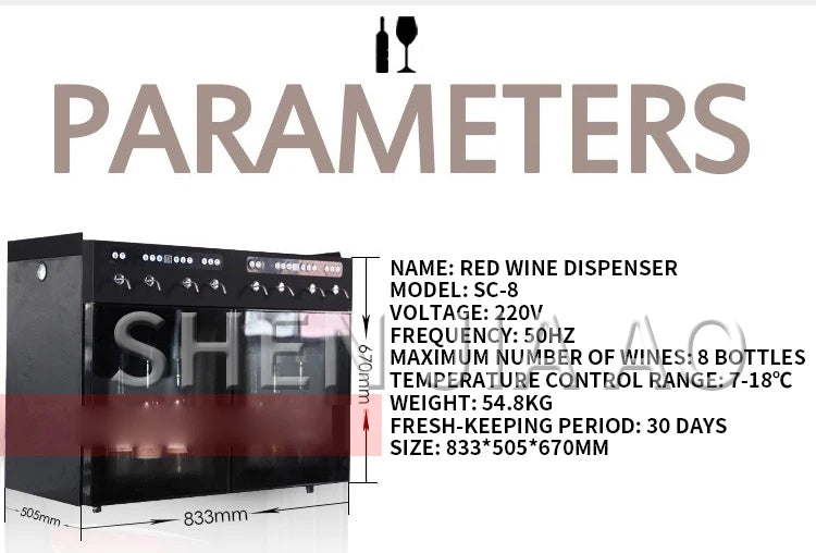 Commercial Nitrogen Preservation Wine Grater Dispenser Automatic Preservation Wine Refrigerator Red Wine Dispenser