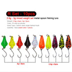 7/9/10Pcs Trout Bait 2.5g/2.6g/3g/3.2g/3.5g/5g Metal Spoon Fishing Lure Wobbler Casting Jigging Tackle Accessories Pesca Chub
