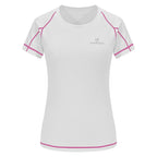 QUESHARK Women Quick Dry Short Sleeve Sports Running T Shirt Breathable Slim Tops Yoga T-shirts Tees Fitness Gym Workout Shirts