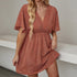 2024 Europe and the United States spring and summer new women's dress print V-neck short-sleeved casual loose dress women