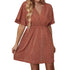 2024 Europe and the United States spring and summer new women's dress print V-neck short-sleeved casual loose dress women