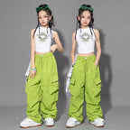 Cargo Pants for Teenage Kids New Summer Streetwear Hip Hop Sweatpants for Girls Baggy Wide Leg Straight Trousers 6 8 10 12 14 Y