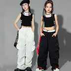 Cargo Pants for Teenage Kids New Summer Streetwear Hip Hop Sweatpants for Girls Baggy Wide Leg Straight Trousers 6 8 10 12 14 Y