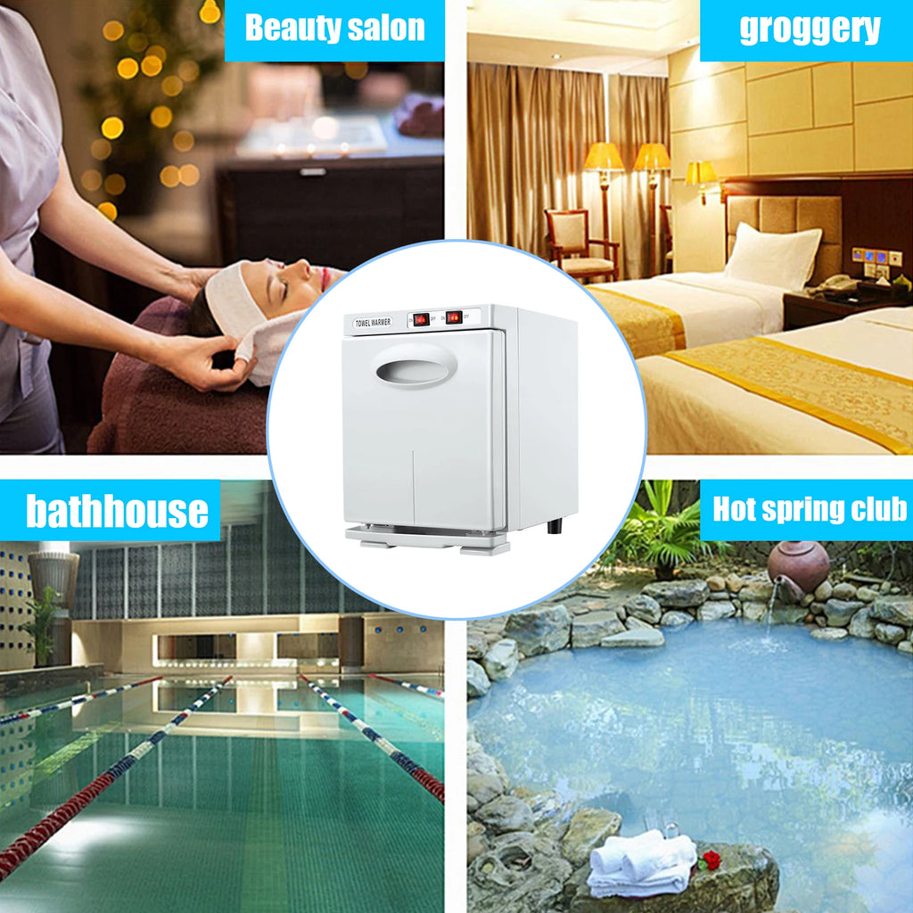 150W UV Ozone Heated Towel Sterilizer Cabinet  5L Fast Warm-Up for Spa Nail Salon 3-in-1 Disinfection with Heat & UV & Ozone