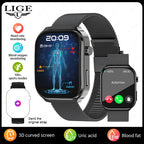 LIGE 2026 New AI Healthy Diagnose Smart Watch Blood Lipid Uric Acid Bluetooth Call Blood Pressure Health Smartwatch Men Women