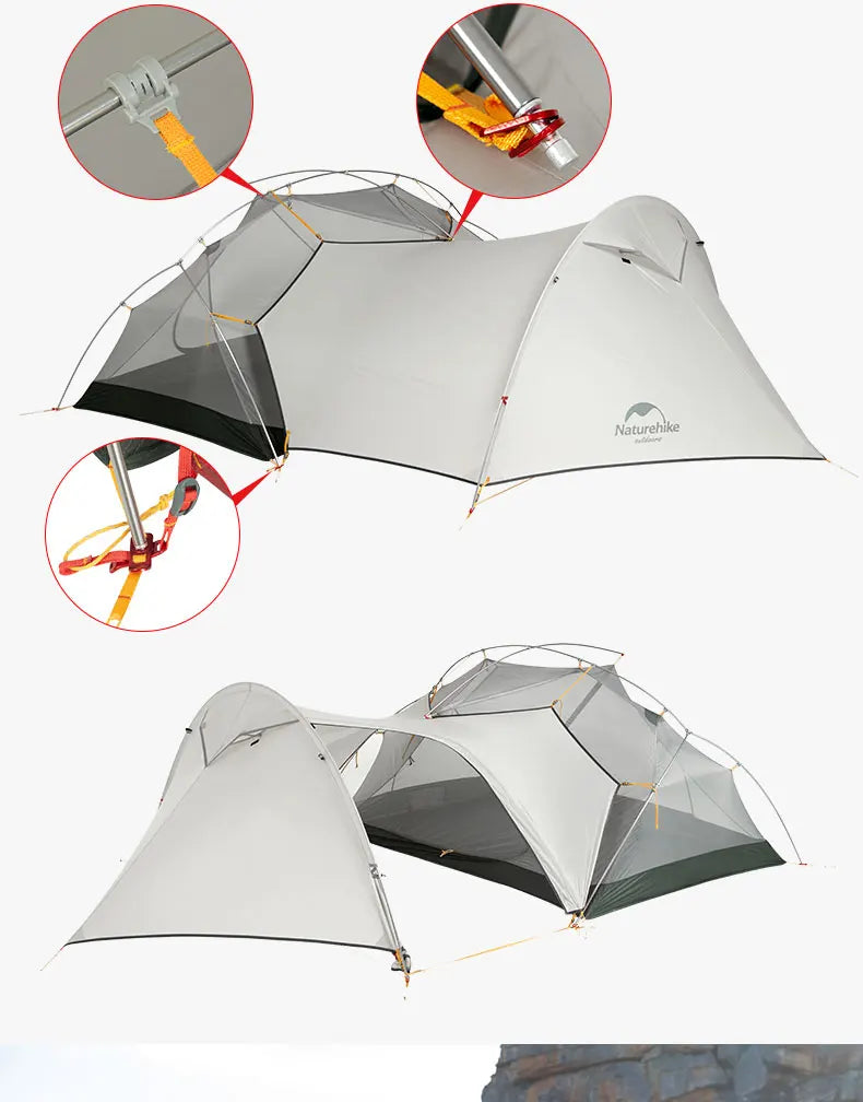 Naturehike Mongar UL 2 Tent 2 Person Backpacking Tent 20D Ultralight Travel Tent Waterproof Hiking Survival Outdoor Camping Tent