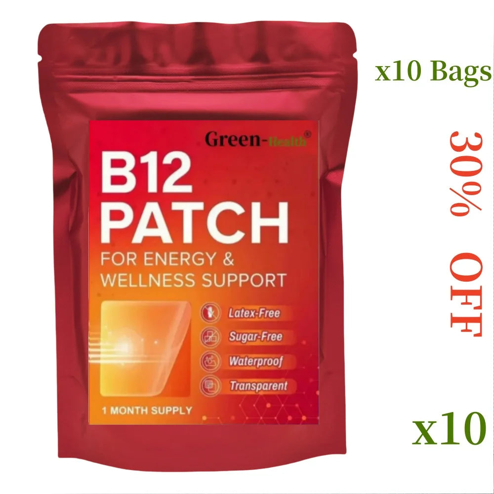Daily B12 Patch Transdermal Self-Adhesive Natural Blend 30 Count for 1 Month Supply of Vitamin B12 Patches