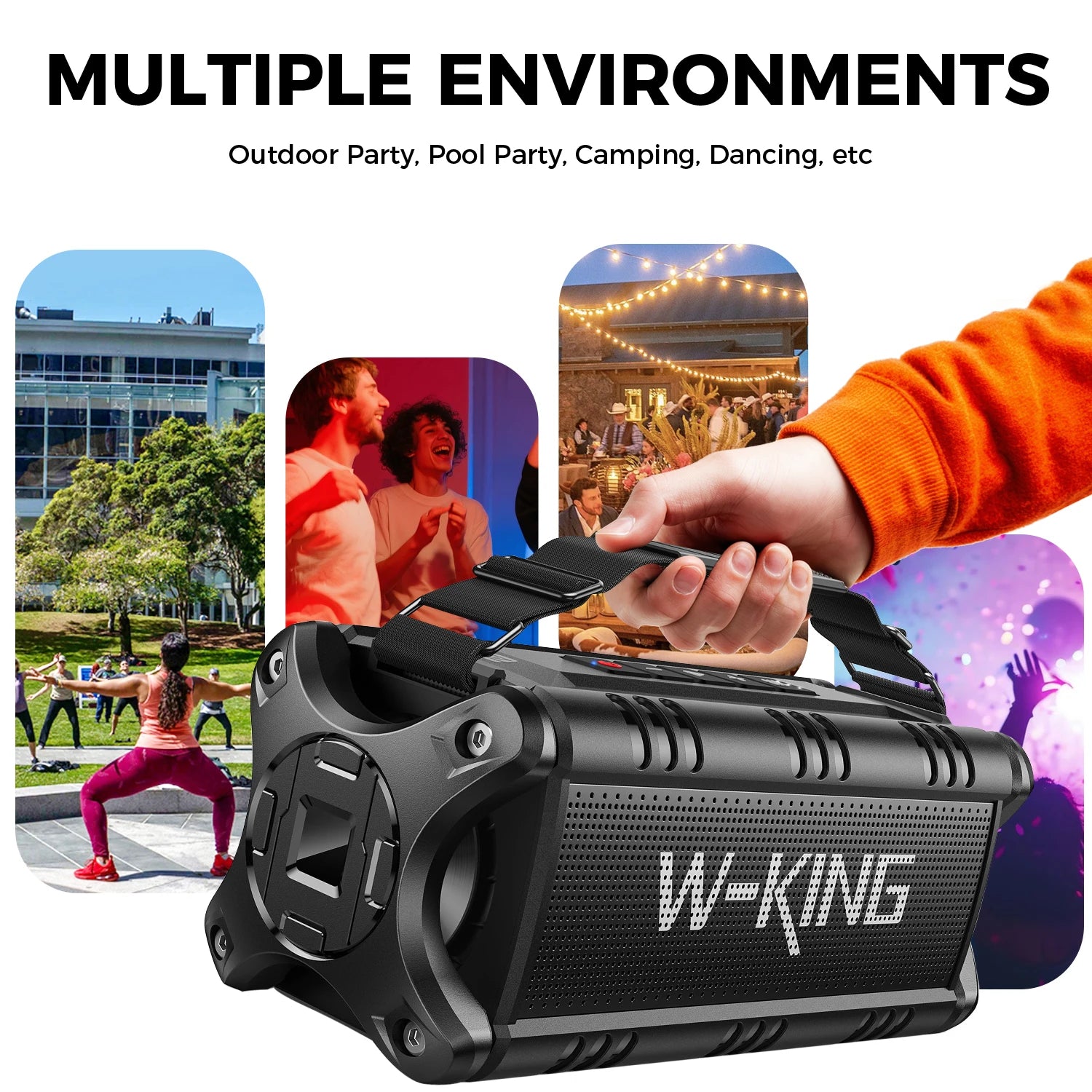 W-KING D8 Bluetooth Speaker, 50W RMS IPX6 Waterproof Loud Speakers Bluetooth Wireless, Large Outdoor Portable Speaker