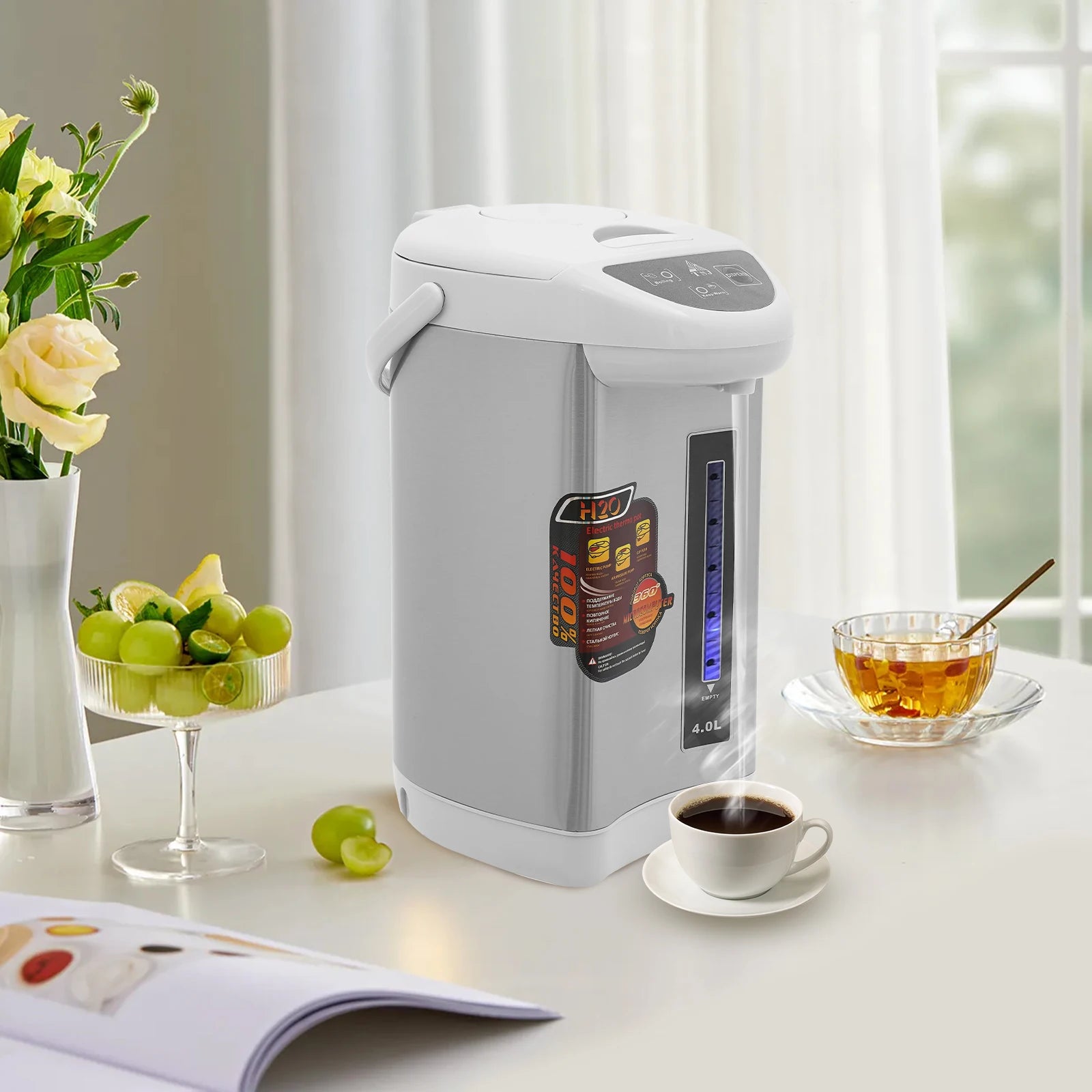 4L Electric Water Boiler & Warmer, 750W Stainless Steel Hot Water Dispenser with 3 Dispensing Modes, 90°C Keep-Warm Secondary image