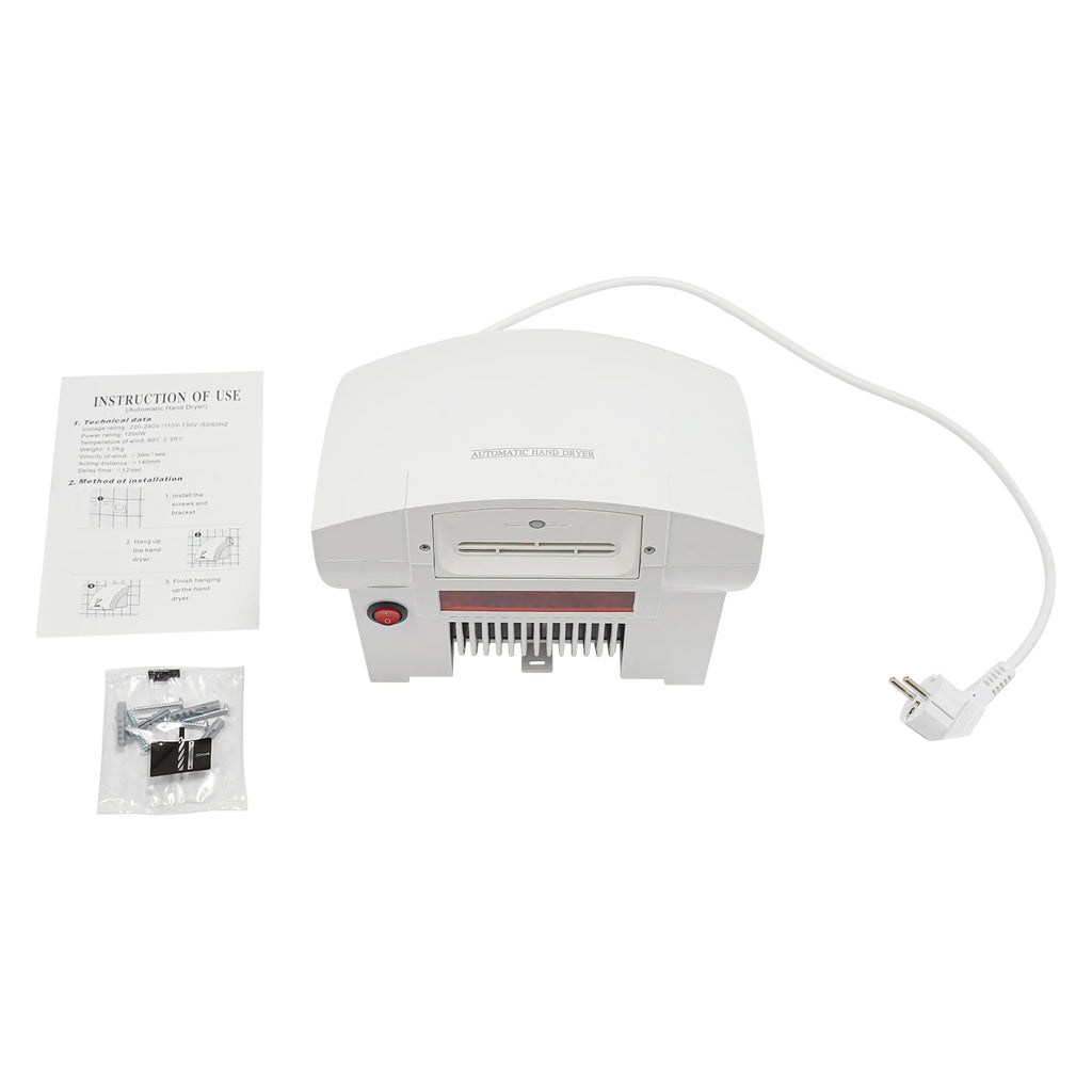 1200W Automatic Hand Dryer Wall Mounted Touchless Hand Dryer 40-65℃ Adjustable Bathroom Dryer for Home Restroom Office Hotel